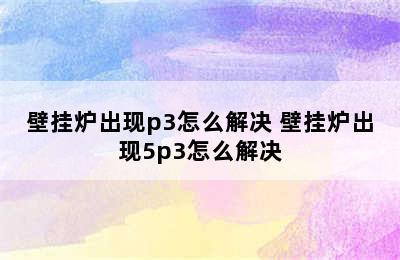 壁挂炉出现p3怎么解决 壁挂炉出现5p3怎么解决